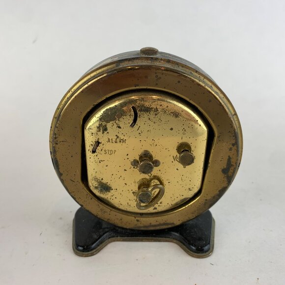 Vintage Overocean Eight Day Alarm Clock West Germany Brass - Picture 3 of 8